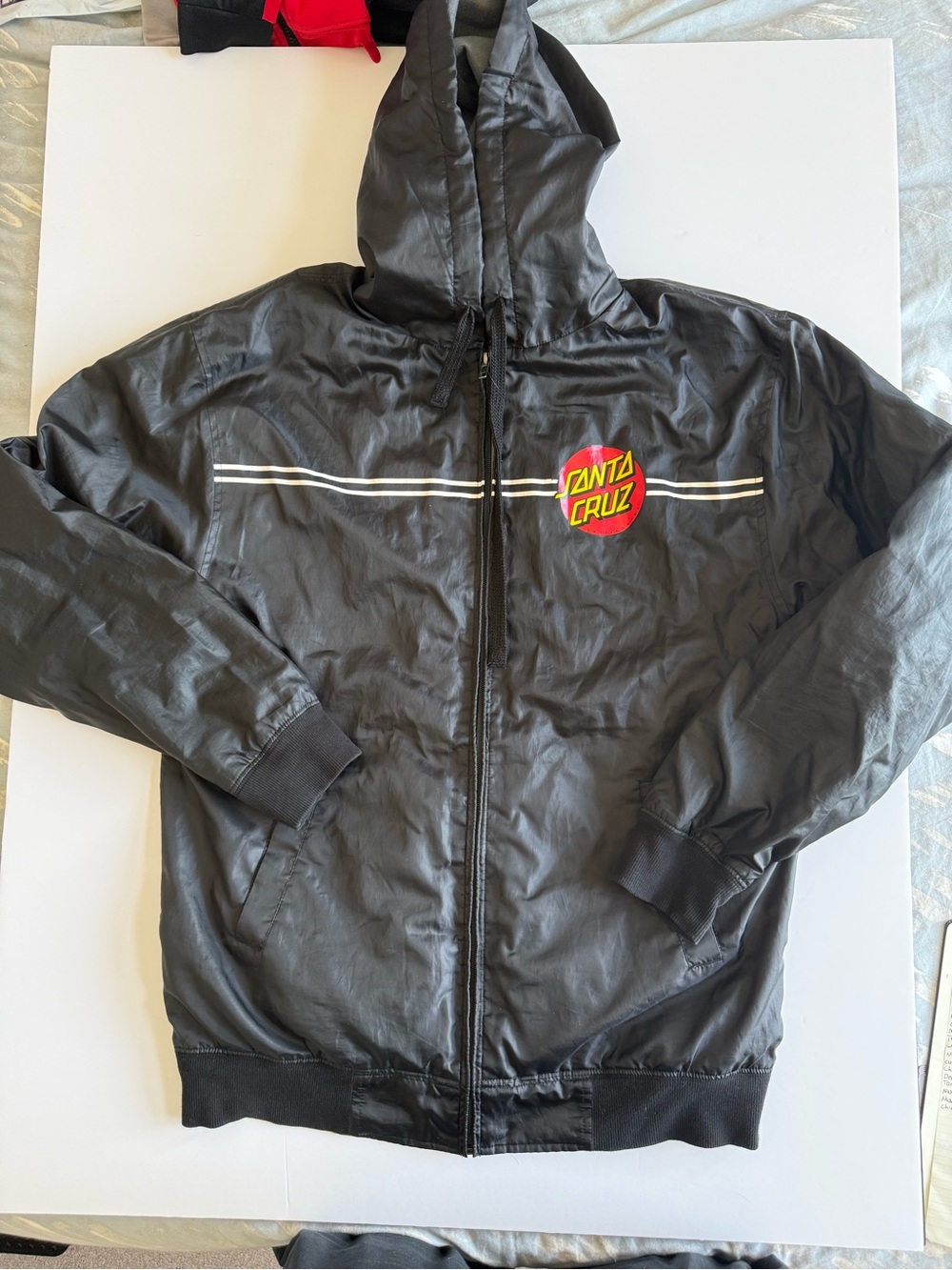 Santa Cruz Skateboards Black Windbreaker with Red & Yellow Logo
